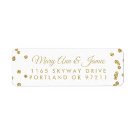 Hochzeitsadresse Gold Imitate Glitzer Confetti Whi