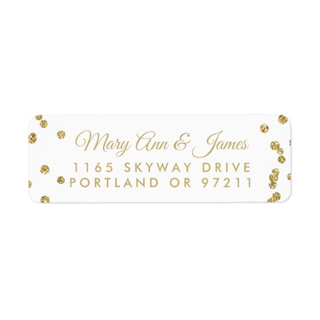 Hochzeitsadresse Gold Imitate Glitzer Confetti Whi (Vorne)