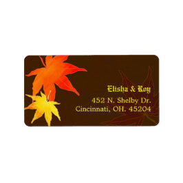 Hochzeitsadresse Gold & Red Maple Adressaufkleber