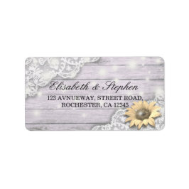 Hochzeitsadresse Lace Sunflower Holzofenleuchten Adressaufkleber