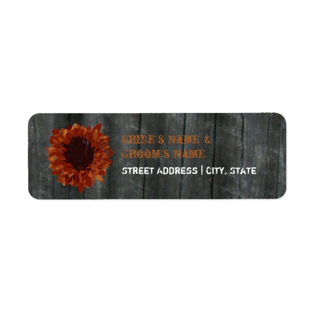 Hochzeitsadresse - Sonnenblume und Barnwood (Vorne)