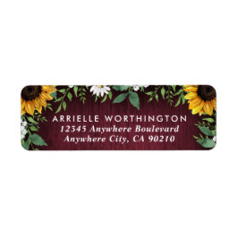 Hochzeitsadresse von Burgund Red Sunflower Greener