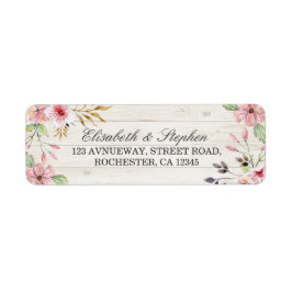 Hochzeitsadresse Wasserfarbe Rosa Blume Rustikales