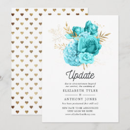 Hochzeitsaktualisierung für Aqua Blue und Gold Flo Einladung