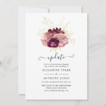 Hochzeitsaktualisierung für Burgund, Rosa und Gold