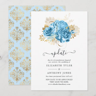 Hochzeitsaktualisierung für Pastel Blue und Gold F Einladung