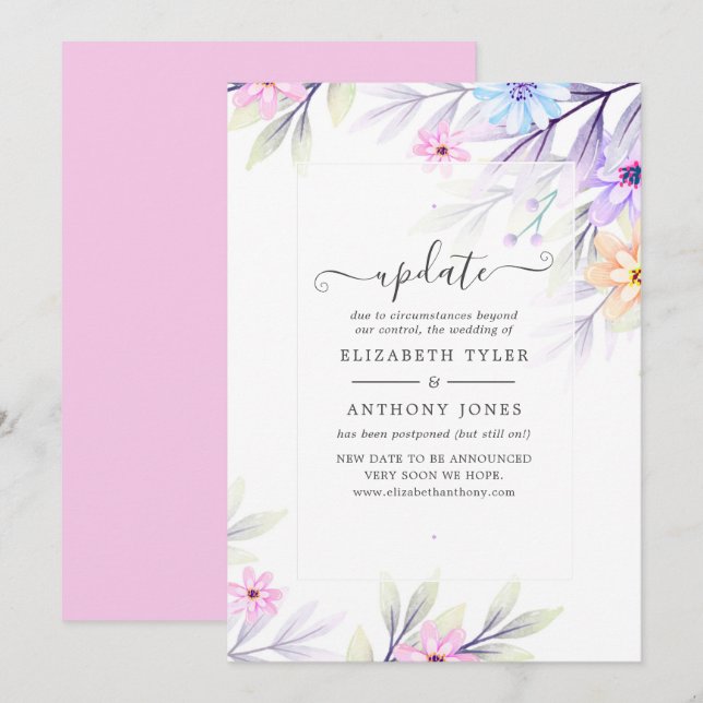 Hochzeitsaktualisierung für Pastel Watercolor Einladung (Vorne/Hinten)