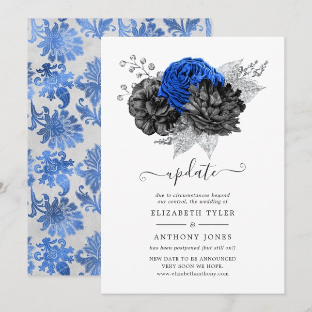 Hochzeitsaktualisierung für Royal Blue, Black und  Einladung (Vorne/Hinten)