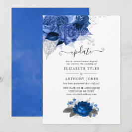 Hochzeitsaktualisierung für Royal Blue und Silver Einladung