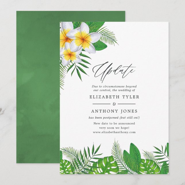 Hochzeitsaktualisierung für Watercolor Hawaiian Al Einladung (Vorne/Hinten)