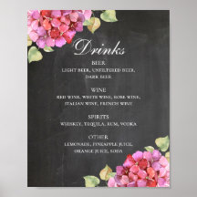 Hochzeitsalkoholgetränke im Chalkboard Bar. Rosa B