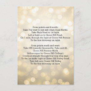 Hochzeitsanfahrtsbeschreibungen Gold Glitterlichte Begleitkarte