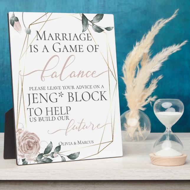 Hochzeitsanforderung Bldg Block Dusty Rose Floral  Fotoplatte (Seite)