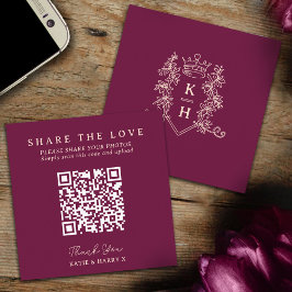 Hochzeitsangabe QR Foto Aktie Liebe Kronrot Monogr Begleitkarte