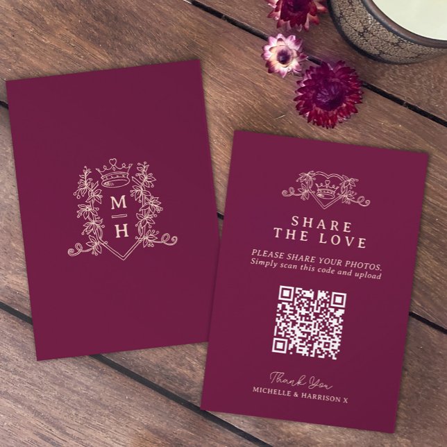 Hochzeitsangabe QR Liebe Herzkronenrot Begleitkarte (Von Creator hochgeladen)