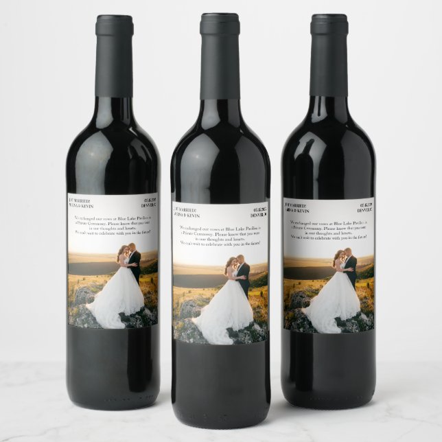 Hochzeitsankündigung Brauch Foto Weinetikett (Flaschen)