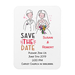 Hochzeitsankündigung Braut und Bräutigam Save the  Magnet