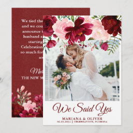 Hochzeitsankündigung Burgundy Pink Floral Einladung