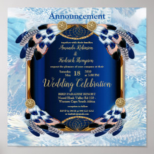 Hochzeitsankündigung für Exotic Blue Parrot Poster