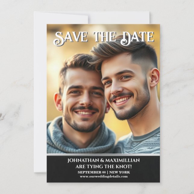 Hochzeitsankündigung für Gay Pare Save the Date (Vorderseite)