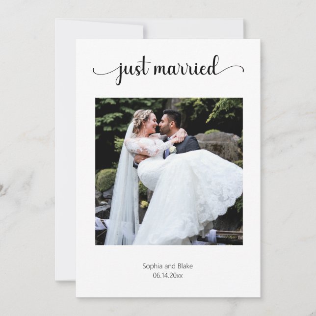 Hochzeitsankündigung für Schwarz-Weiß-Foto Einladung (Vorderseite)