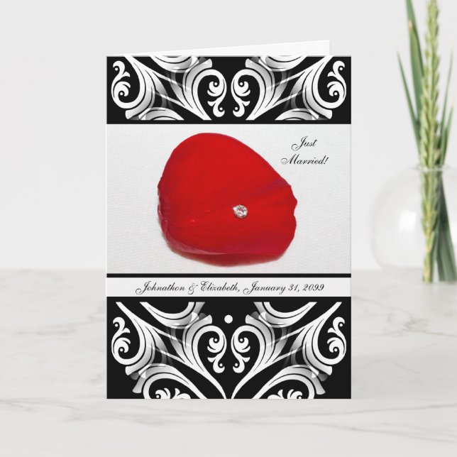 Hochzeitsankündigung in Rot und Schwarz-Rose Ankündigung (Vorderseite)