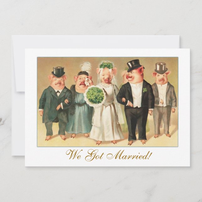 Hochzeitsankündigung mit formalem Schweinefleisch- Einladung (Vorderseite)