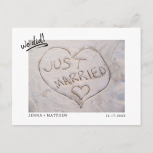 Hochzeitsankündigung mit Foto für Elopement  Ankündigungspostkarte