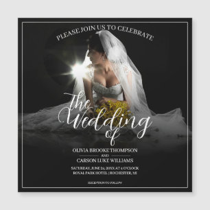 Hochzeitsankündigung mit sitzender Braut - Klassis Magneteinladung