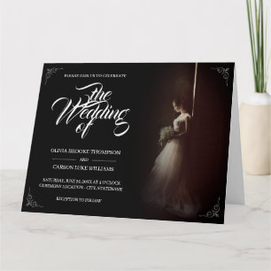Hochzeitsankündigung mit stehender Braut - Klassik Karte
