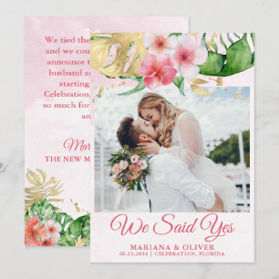 Hochzeitsankündigung Tropische Blume Gold Einladung