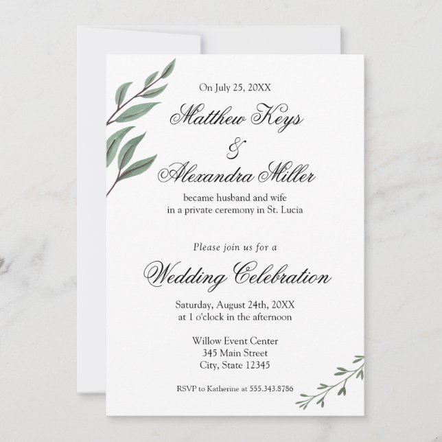 Hochzeitsankündigung und Einladung zum Empfang (Vorderseite)