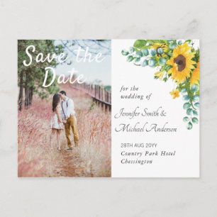 Hochzeitsankündigung Verlobungsfoto Sonnenblumen H Postkarte