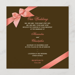 Hochzeitsankündigung von Coral Red Ribbon 2 Einladung