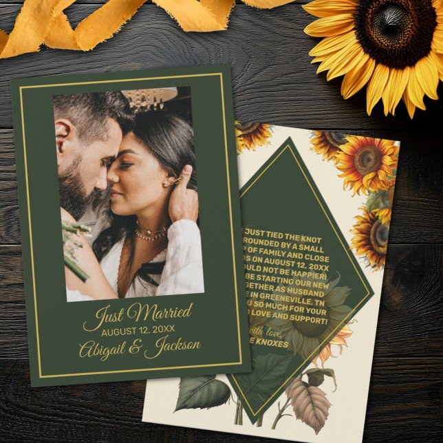 Hochzeitsankündigung zum Sonnenblumenwald Green &  Einladung (Von Creator hochgeladen)