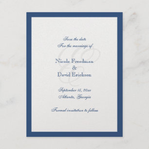 Hochzeitsankündigungskarte mit Navy-Rahmen und Mon Einladung