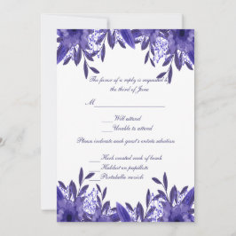 Hochzeitsansprechkarte für lila blaue Blätter Einladung