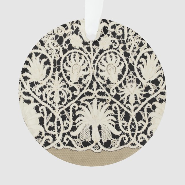 Hochzeitsantike Spitzen Linen Weiße klassische Hüb Ornament (Vorderseite)