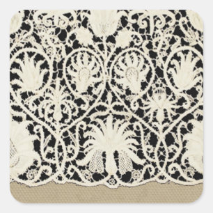 Hochzeitsantike Spitzen Linen Weiße klassische Hüb Quadratischer Aufkleber