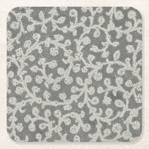 Hochzeitsantike Spitzen Linen Weiße klassische Hüb Rechteckiger Pappuntersetzer