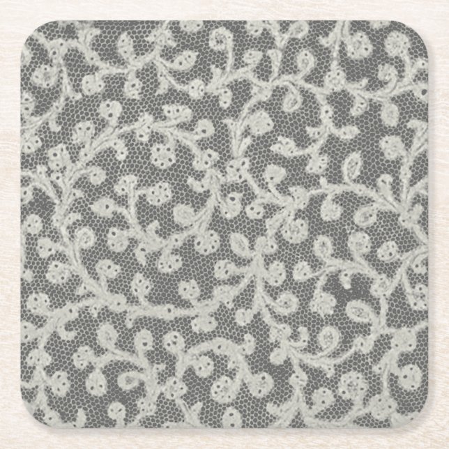 Hochzeitsantike Spitzen Linen Weiße klassische Hüb Rechteckiger Pappuntersetzer (Vorderseite)