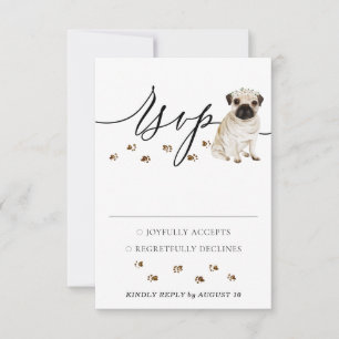 Hochzeitsantwort Mops-Hund RSVP Karte