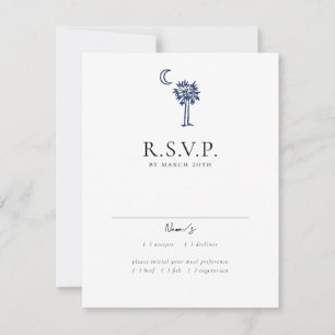 Hochzeitsantwortkarte Charleston Toile Navy Blau RSVP Karte