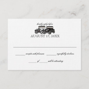 Hochzeitsantwortkarte mit Antiquitäten-Autos RSVP Karte