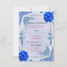 Hochzeitsantwortkarte mit Aquarell-Motiven in Mari RSVP Karte