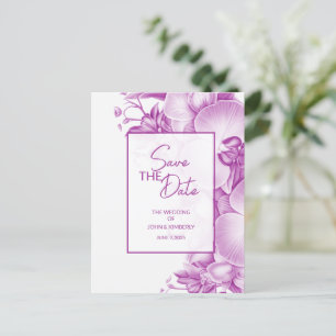 Hochzeitsanzeige Postkarte in Pflaume und Weiß