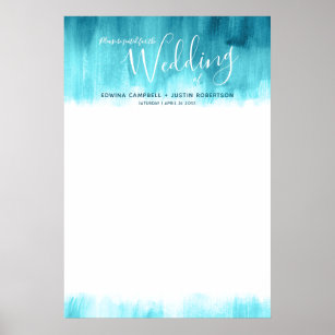 Hochzeitsaqua Blau abstrakter Blankoplan Poster