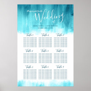 Hochzeitsaqua Blau abstrakter Tisch Plan Poster
