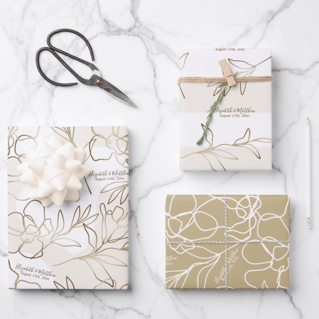 Hochzeitsarbeit, Brautparty-Wrapping Paper-Set Geschenkpapier Set (Vorderseite)