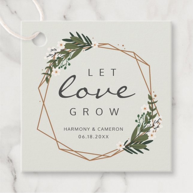 Hochzeitsarbeiten mit modernen geometrischen Goldr Geschenkanhänger (Vorderseite)